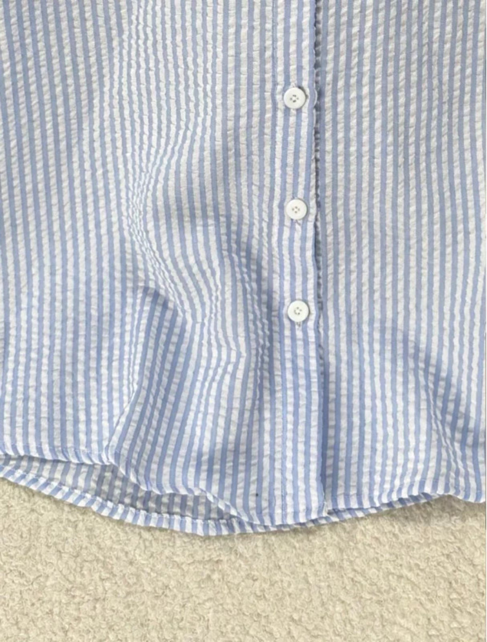 ZARA Soft Striped Ruffle Long Puff Sleeve Blouse Breathable Work Casual